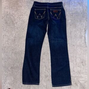 Wrangler Indigo Denim Jeans with Tan Stitching